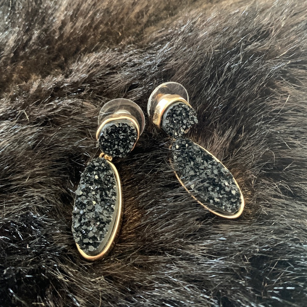 NBW Baublebar Black Druzy Drop Earrings